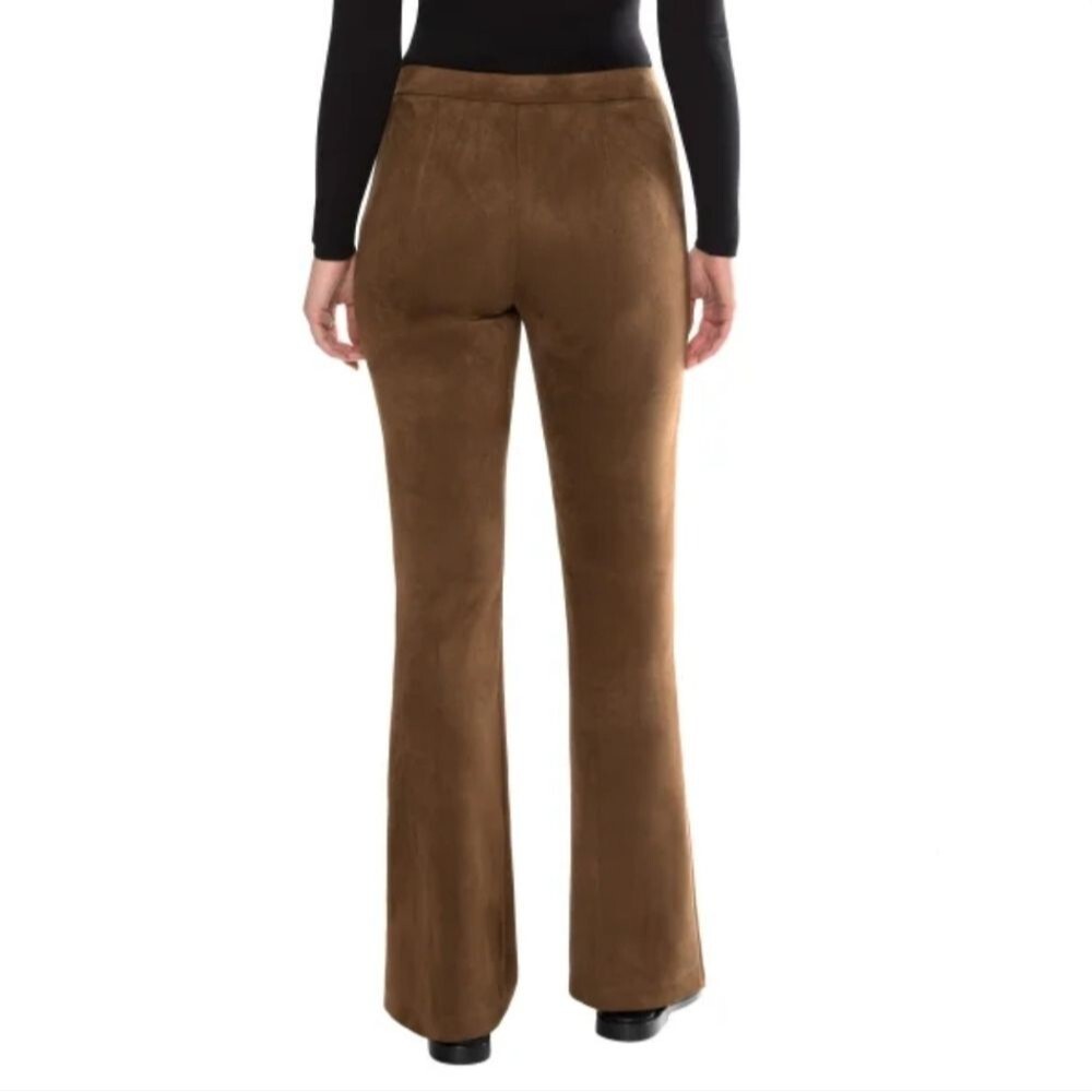 Matty M Women's XXL High Rise Bootcut Faux Suede Stretch Pants Spice Brown NWT - Picture 5 of 13